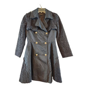 Egoist sz 55 double breasted black jacket lace goth dark romantic femininity